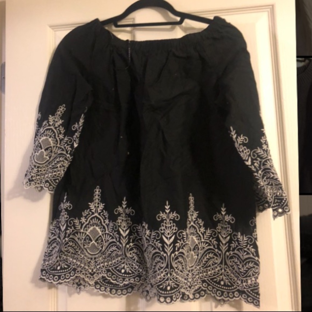 Black off the shoulder blouse